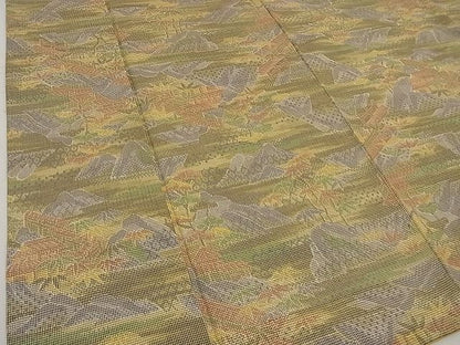平和屋着物■上質なお召 遠山風景文 逸品 n-ne0878