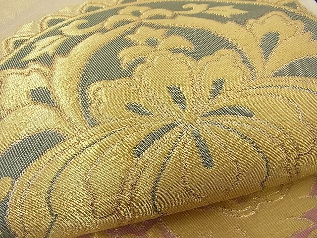 平和屋着物■六通柄袋帯 向かい孔雀花丸文 金糸 逸品 n-ne1065