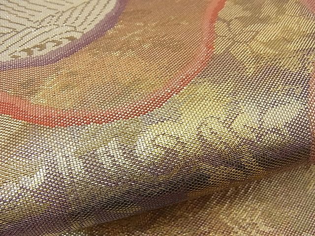 平和屋着物■佐賀錦 六通柄袋帯 道長立波文 金糸 逸品 n-ne1066