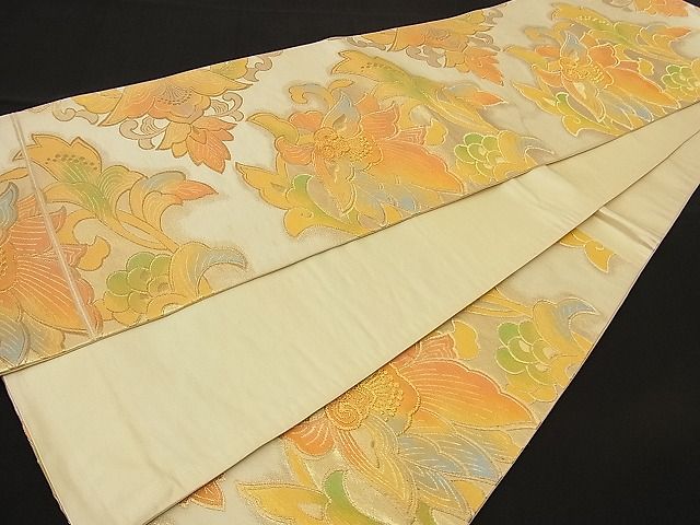 平和屋着物■六通柄袋帯 更紗花唐草文 金糸 逸品 n-ne1069