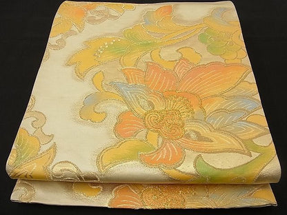 平和屋着物■六通柄袋帯 更紗花唐草文 金糸 逸品 n-ne1069