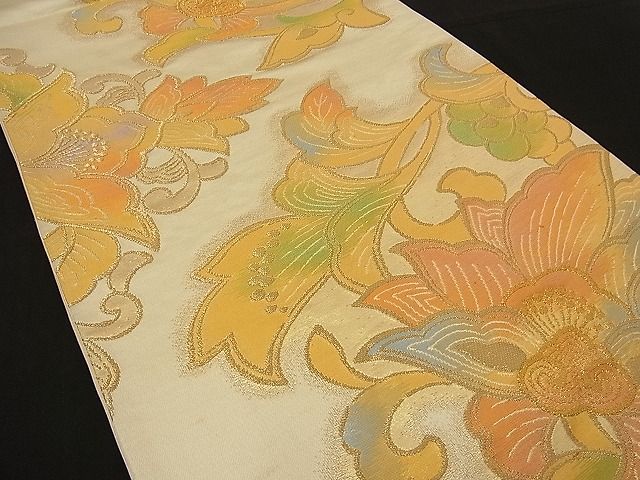 平和屋着物■六通柄袋帯 更紗花唐草文 金糸 逸品 n-ne1069