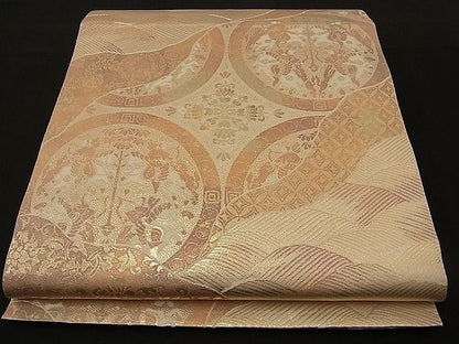 平和屋着物■六通柄袋帯 道長狩猟吉祥文 金糸 逸品 n-ne1070