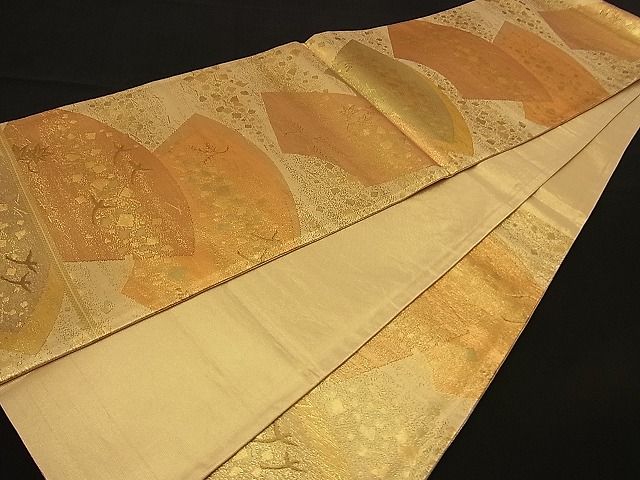 平和屋着物■六通柄袋帯 地紙箔散らし吹き寄せ文 金糸 逸品 n-ne1072