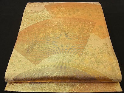 平和屋着物■六通柄袋帯 地紙箔散らし吹き寄せ文 金糸 逸品 n-ne1072