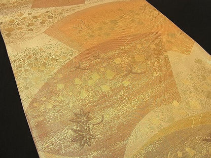 平和屋着物■六通柄袋帯 地紙箔散らし吹き寄せ文 金糸 逸品 n-ne1072