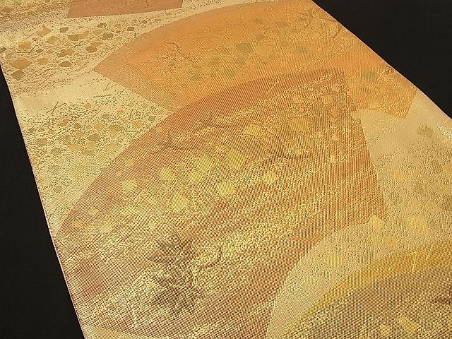 平和屋着物■六通柄袋帯 地紙箔散らし吹き寄せ文 金糸 逸品 n-ne1072