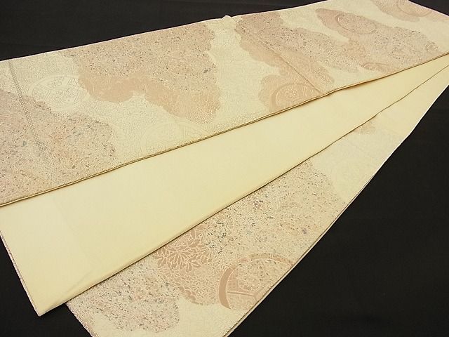 平和屋着物■六通柄袋帯 雲取り向かい鶴吉祥文 銀糸 逸品 n-ne1081