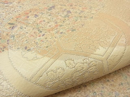 平和屋着物■六通柄袋帯 雲取り向かい鶴吉祥文 銀糸 逸品 n-ne1081