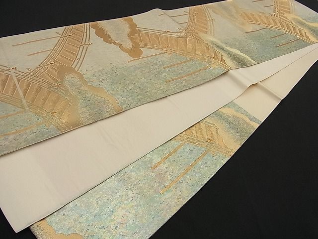 平和屋着物■六通柄袋帯 雲取り渡橋文 金銀糸 逸品 n-ne1192
