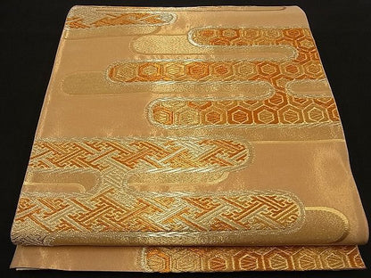 平和屋着物■六通柄袋帯 エ霞吉祥文 金糸 逸品 n-ne1202