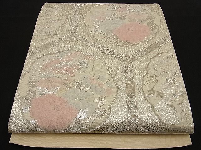 平和屋着物■西陣 田中義織物謹製 六通柄袋帯 唐織 鳳凰亀甲花文 銀糸 逸品 n-ne1204