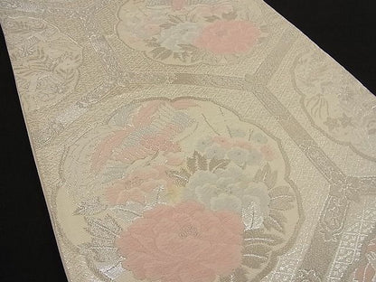 平和屋着物■西陣 田中義織物謹製 六通柄袋帯 唐織 鳳凰亀甲花文 銀糸 逸品 n-ne1204