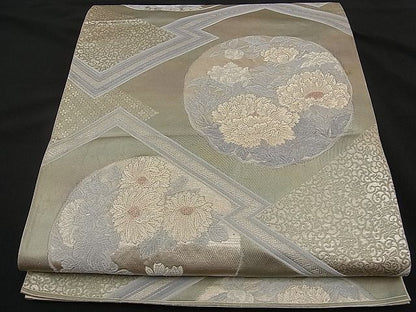 平和屋着物■六通柄袋帯 唐織 春秋花 銀糸 逸品 n-ne1425