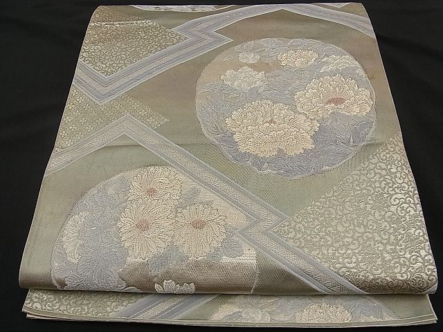 平和屋着物■六通柄袋帯 唐織 春秋花 銀糸 逸品 n-ne1425