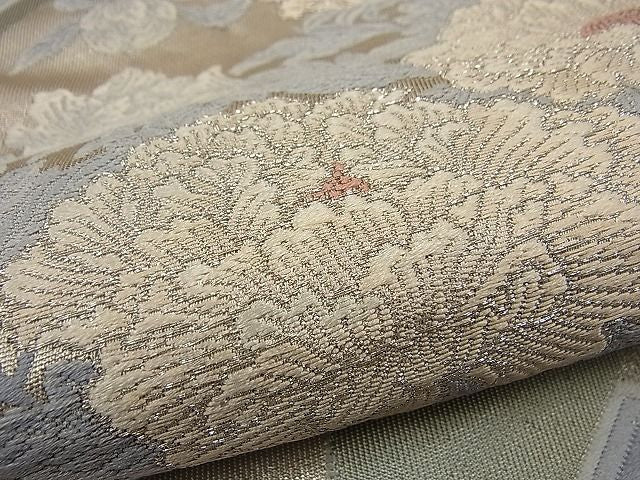 平和屋着物■六通柄袋帯 唐織 春秋花 銀糸 逸品 n-ne1425