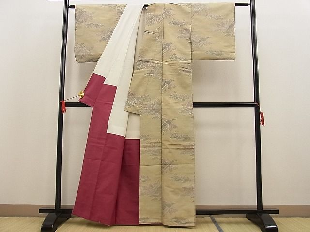 平和屋着物■上質なお召 遠山樹林文 逸品 n-ne1492
