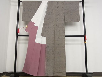 平和屋着物■お召 陶器文 着丈157.5cm 裄丈64cm 正絹 逸品 B-np3033