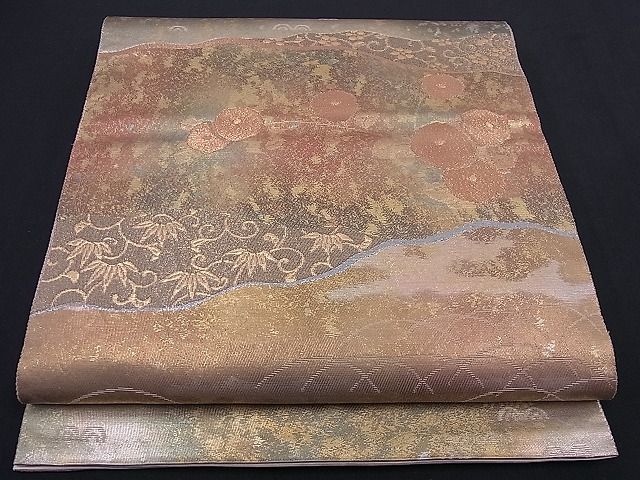 平和屋着物■六通柄袋帯 道長万寿菊文 金銀彩 逸品 n-nr0010