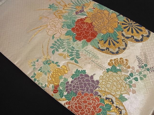 平和屋着物■六通太鼓柄袋帯 唐織 花車文 金銀糸 逸品 n-nr0053