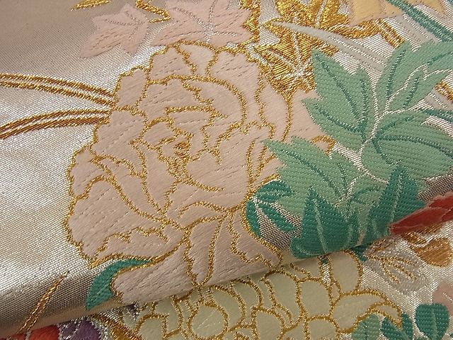 平和屋着物■六通太鼓柄袋帯 唐織 花車文 金銀糸 逸品 n-nr0053