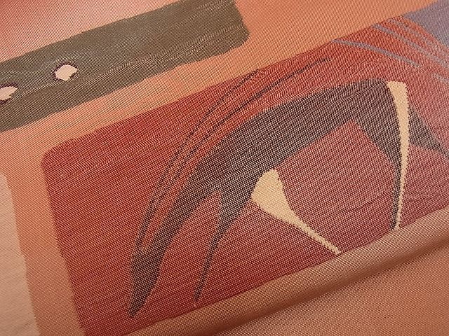 平和屋着物■六通柄袋帯 ふくれ織 更紗動物文 逸品 n-nr0074
