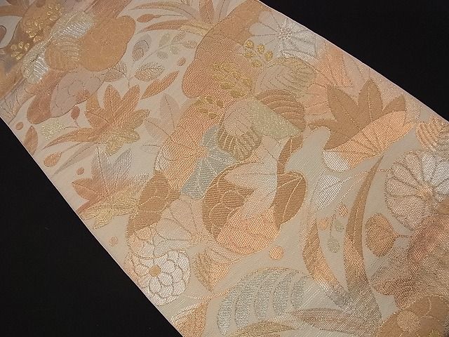 平和屋着物■六通柄 本袋帯 雲取り吉祥花文 金銀糸 逸品 n-nr0082
