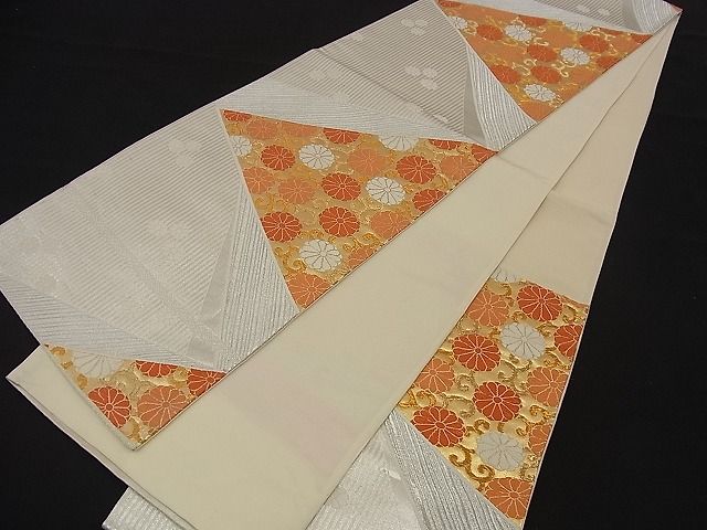 平和屋着物□六通柄袋帯 唐織 切嵌菊唐草文 金銀糸