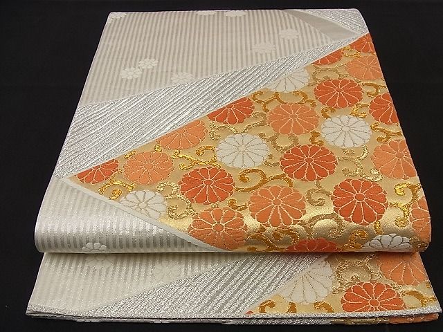 平和屋着物■六通柄袋帯 唐織 切嵌菊唐草文 金銀糸 逸品 n-nr0084