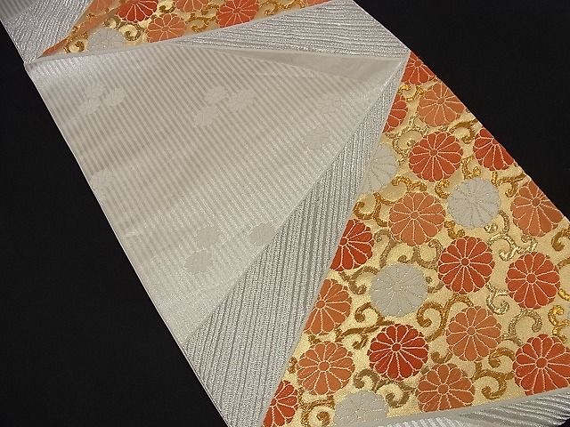 平和屋着物□六通柄袋帯 唐織 切嵌菊唐草文 金銀糸