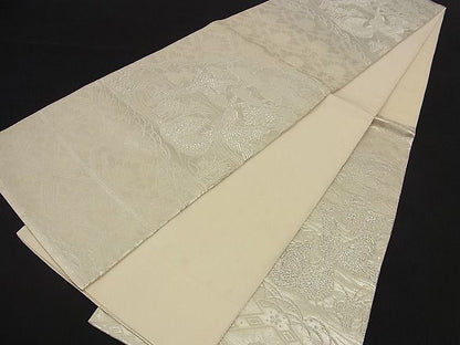 平和屋着物■六通柄袋帯 花鳥文 銀糸 逸品 n-nr0111