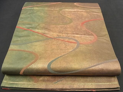 平和屋着物■六通柄袋帯 流水文 引箔 逸品 n-nr0114