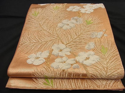平和屋着物■六通柄袋帯 唐織 松梅文 金銀糸 逸品 n-nr0135