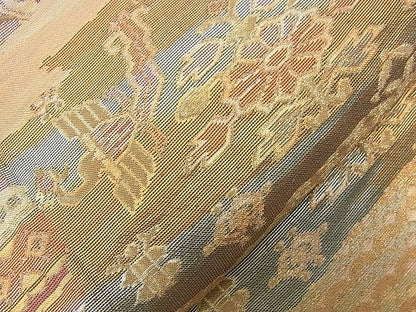 平和屋着物■両面六通柄袋帯 霞吉祥花鳥文 金銀糸 裏面：作家物 逸品 n-nr0148