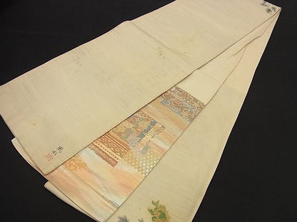 平和屋着物■両面六通柄袋帯 霞吉祥花鳥文 金銀糸 裏面：作家物 逸品 n-nr0148