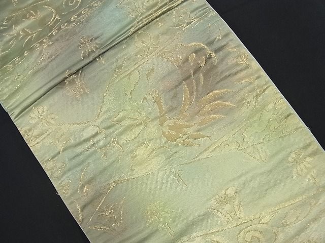 平和屋着物■六通柄袋帯 孔雀花唐草文 金糸 逸品 n-nr0172