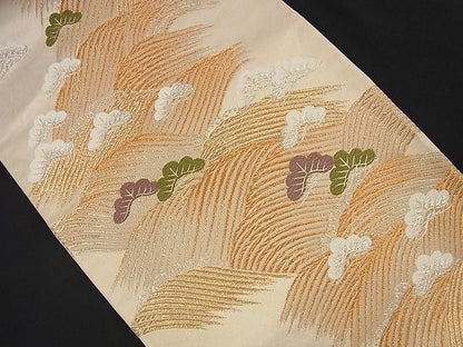 平和屋着物■六通柄袋帯 唐織 立波松文 金銀糸 逸品 n-nr0176