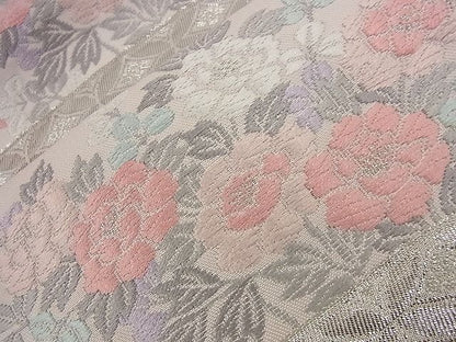平和屋着物■六通柄袋帯 唐織 エ霞吉祥重山花文 銀糸 逸品 n-nr0177