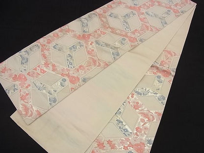 平和屋着物■六通柄袋帯 唐織 亀甲重ね吉祥花鳥文 金糸 逸品 n-nr0184