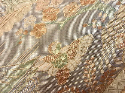 平和屋着物■宝珠本佐賀錦 六通柄袋帯 色紙重ね飛鶴吉祥風景花文 九百錦 金糸 逸品 n-nr0204