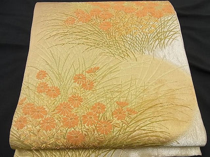 平和屋着物■六通柄袋帯 唐織 菊草花文 金銀糸 逸品 n-nr0220