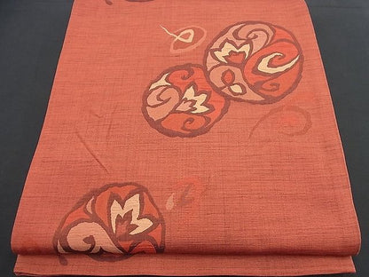 平和屋着物■六通柄袋帯 明日香 花唐草丸文 逸品 n-nr0236