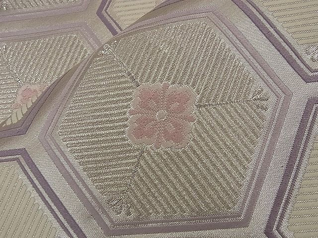 平和屋着物■六通柄袋帯 唐織 松葉亀甲花文 銀糸 逸品 n-nr0261