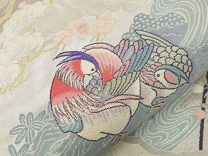 平和屋着物■六通柄袋帯 御所車鴛鴦花文 金銀糸 逸品 n-nr0266