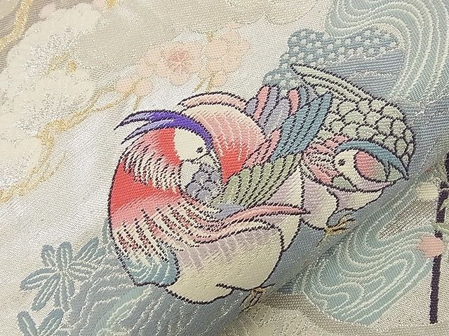 平和屋着物■六通柄袋帯 御所車鴛鴦花文 金銀糸 逸品 n-nr0266