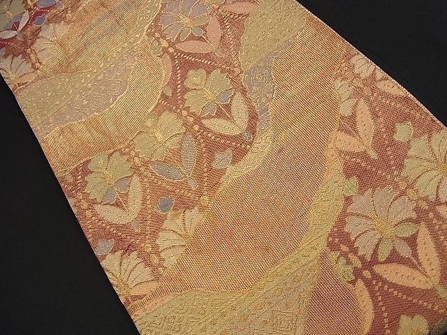 平和屋着物■佐賀錦 六通柄袋帯 道長吉祥花文 金糸 逸品 n-nr0276