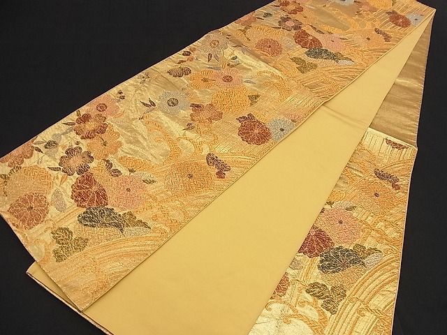 平和屋着物■六通柄袋帯 立波菊花文 金糸 逸品 n-nr0281