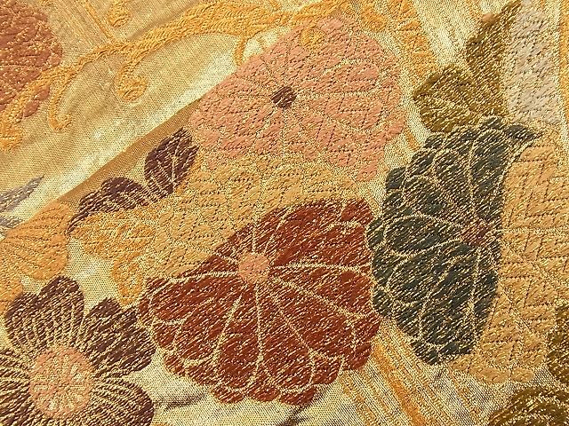 平和屋着物■六通柄袋帯 立波菊花文 金糸 逸品 n-nr0281