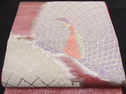 平和屋着物■西陣 六通柄袋帯 唐織 孔雀文 金銀糸 逸品 n-nr0288