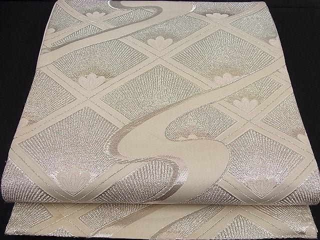 平和屋着物■六通柄袋帯 唐織 吉祥若松葉菱文 銀糸 逸品 n-nr0289